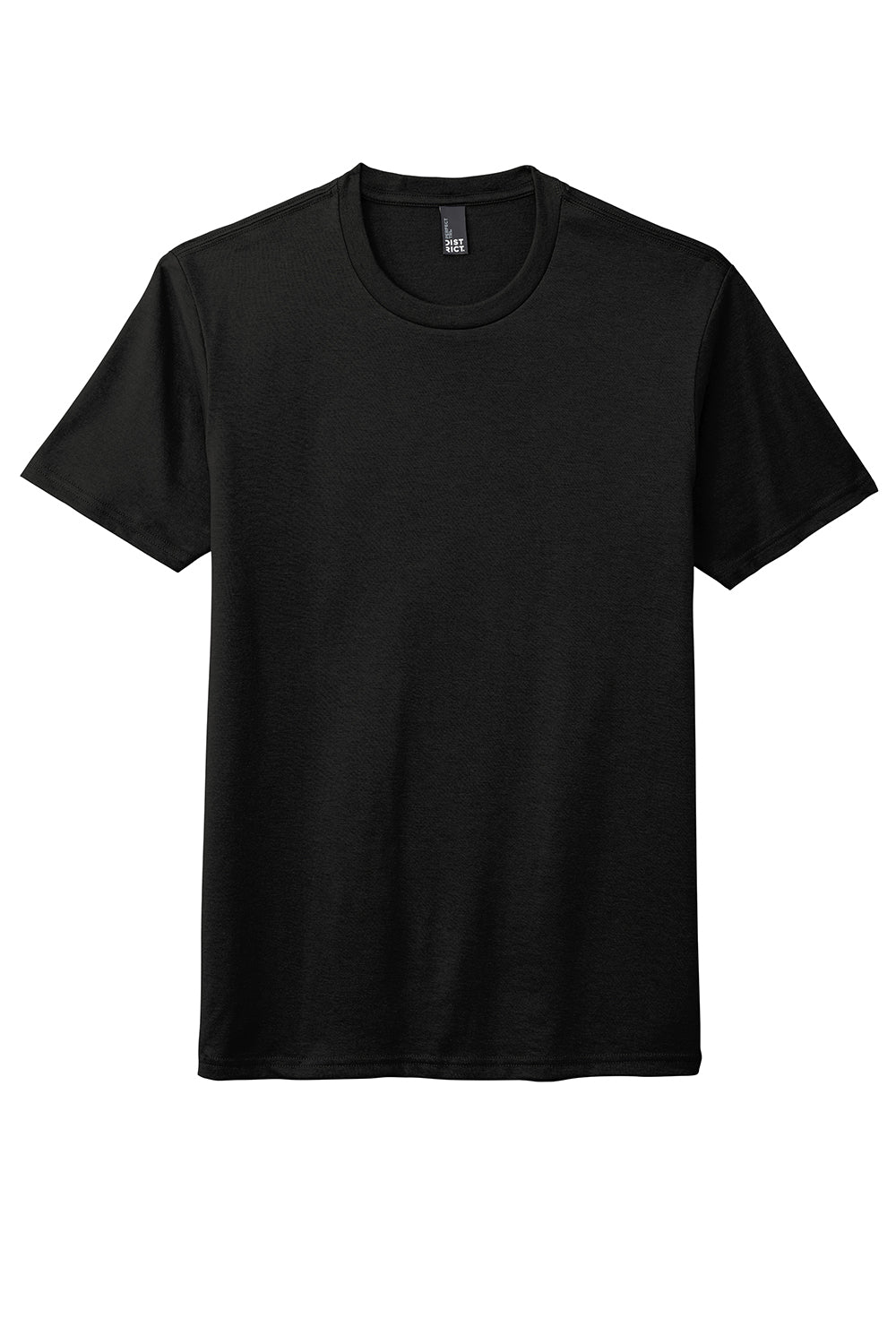 District DM130DTG Mens Perfect DTG Short Sleeve Crewneck T-Shirt Black Flat Front