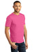 District DM130DTG Mens Perfect DTG Short Sleeve Crewneck T-Shirt Fuchsia Pink Frost Model 3q