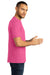 District DM130DTG Mens Perfect DTG Short Sleeve Crewneck T-Shirt Fuchsia Pink Frost Model Side