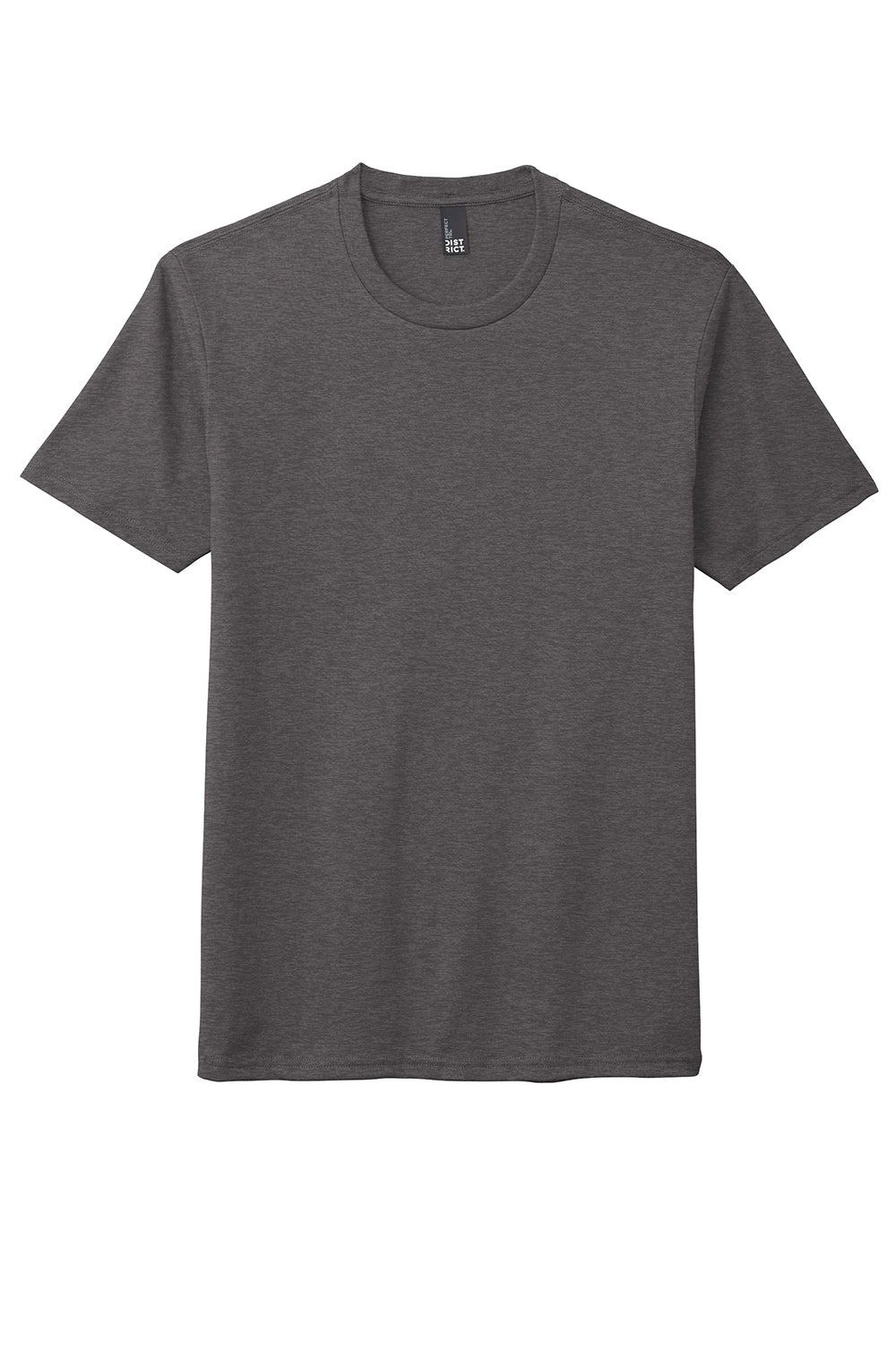 District DM130DTG Mens Perfect DTG Short Sleeve Crewneck T-Shirt Heather Charcoal Grey Flat Front