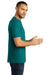 District DM130DTG Mens Perfect DTG Short Sleeve Crewneck T-Shirt Heather Teal Green Model Side