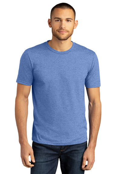 District DM130DTG Mens Perfect DTG Short Sleeve Crewneck T-Shirt Maritime Blue Frost Model Front