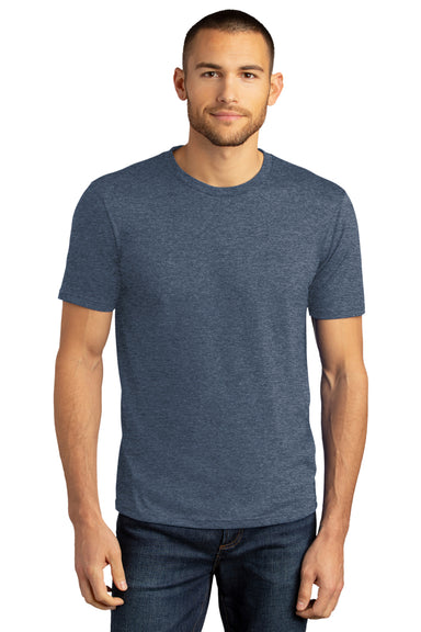 District DM130DTG Mens Perfect DTG Short Sleeve Crewneck T-Shirt Navy Blue Frost Model Front