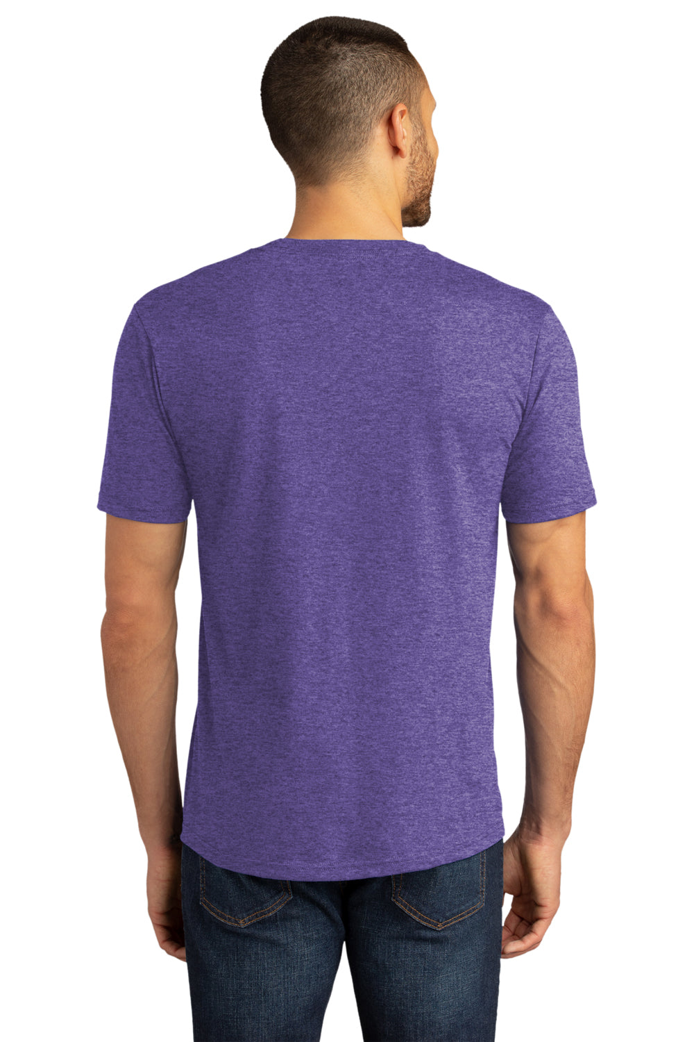 District DM130DTG Mens Perfect DTG Short Sleeve Crewneck T-Shirt Purple Frost Model Back