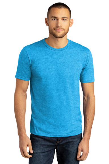 District DM130DTG Mens Perfect DTG Short Sleeve Crewneck T-Shirt Turquoise Blue Frost Model Front