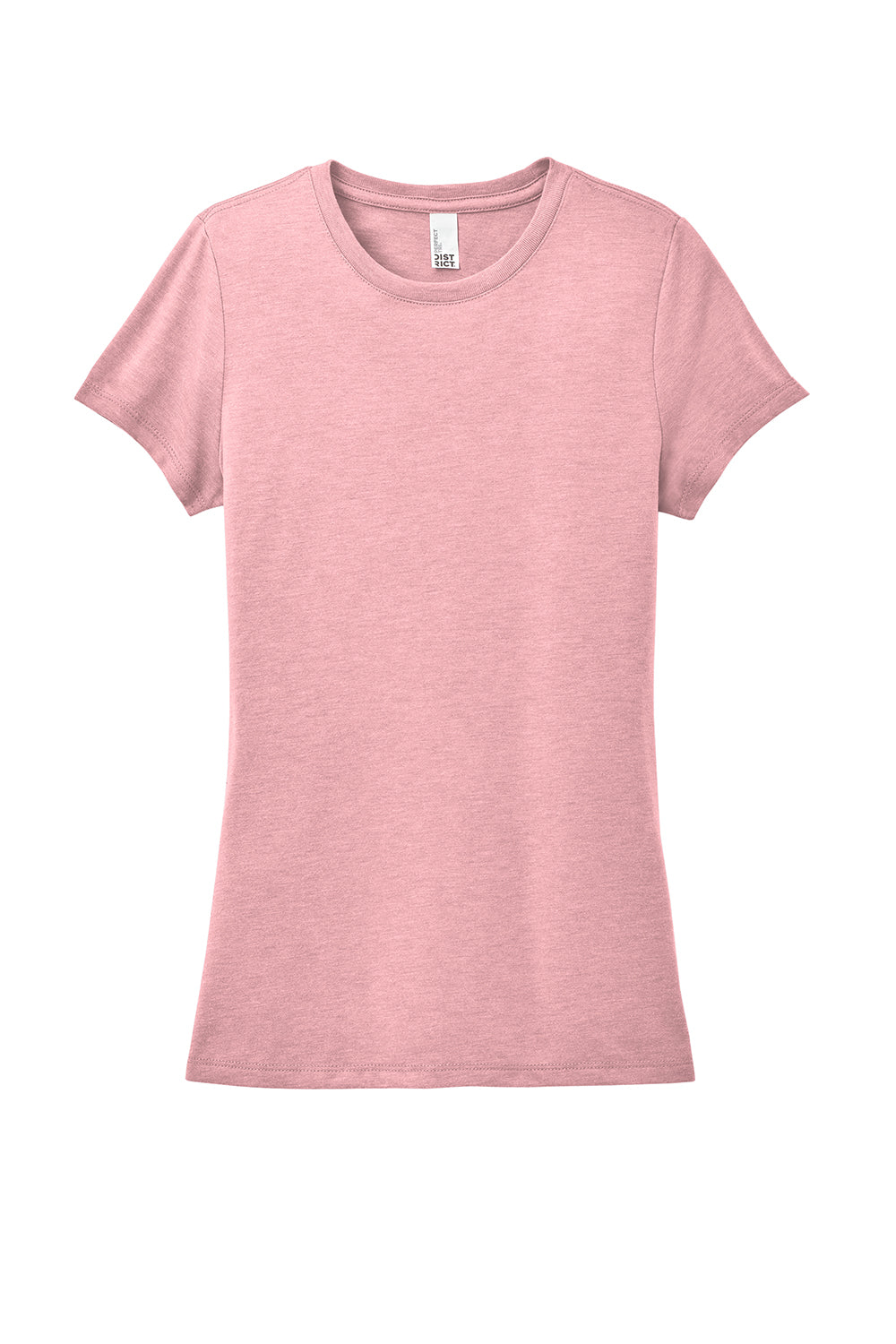 District DM130L Womens Perfect Tri Short Sleeve Crewneck T-Shirt Heather Wisteria Pink Flat Front