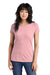 District DM130L Womens Perfect Tri Short Sleeve Crewneck T-Shirt Heather Wisteria Pink Model Front