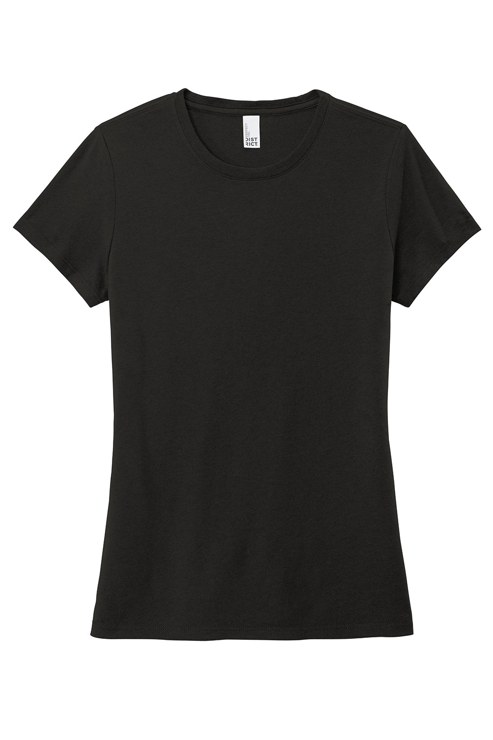 District DM130L Womens Perfect Tri Short Sleeve Crewneck T-Shirt Black Flat Front