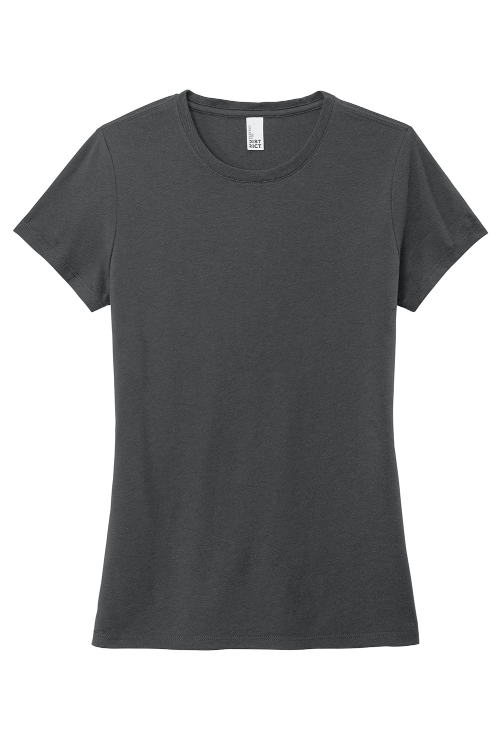 District DM130L Womens Perfect Tri Short Sleeve Crewneck T-Shirt Charcoal Grey Flat Front