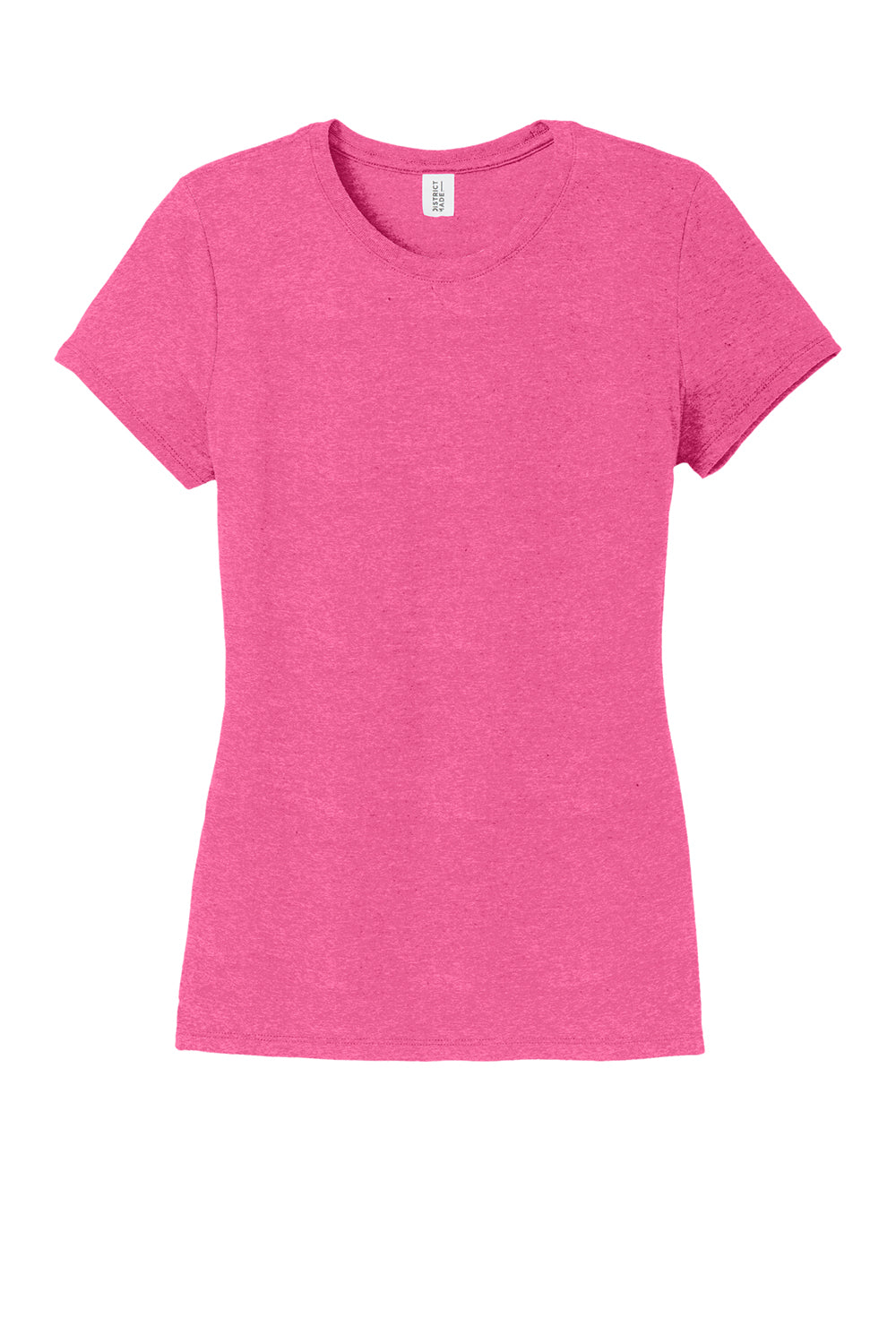 District DM130L Womens Perfect Tri Short Sleeve Crewneck T-Shirt Fuchsia Pink Frost Flat Front