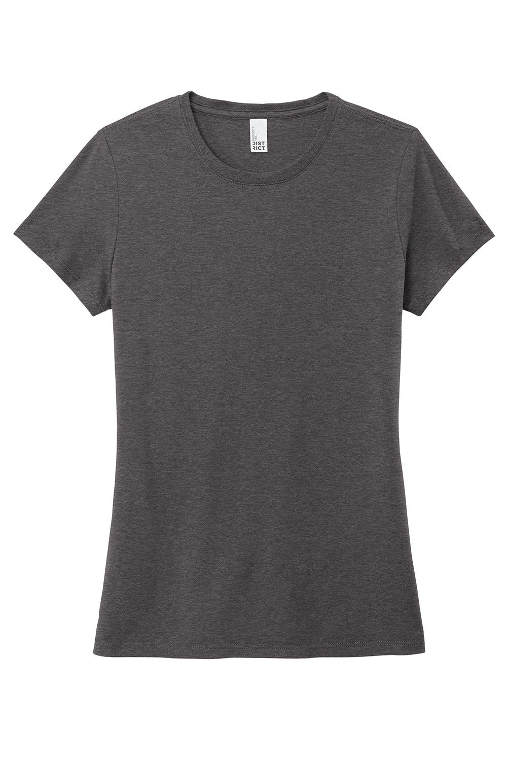 District DM130L Womens Perfect Tri Short Sleeve Crewneck T-Shirt Heather Charcoal Grey Flat Front