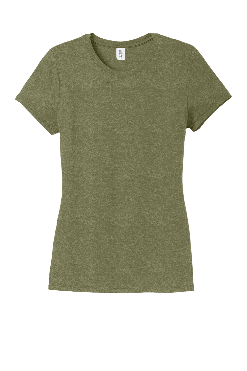 District DM130L Womens Perfect Tri Short Sleeve Crewneck T-Shirt Military Green Frost Flat Front