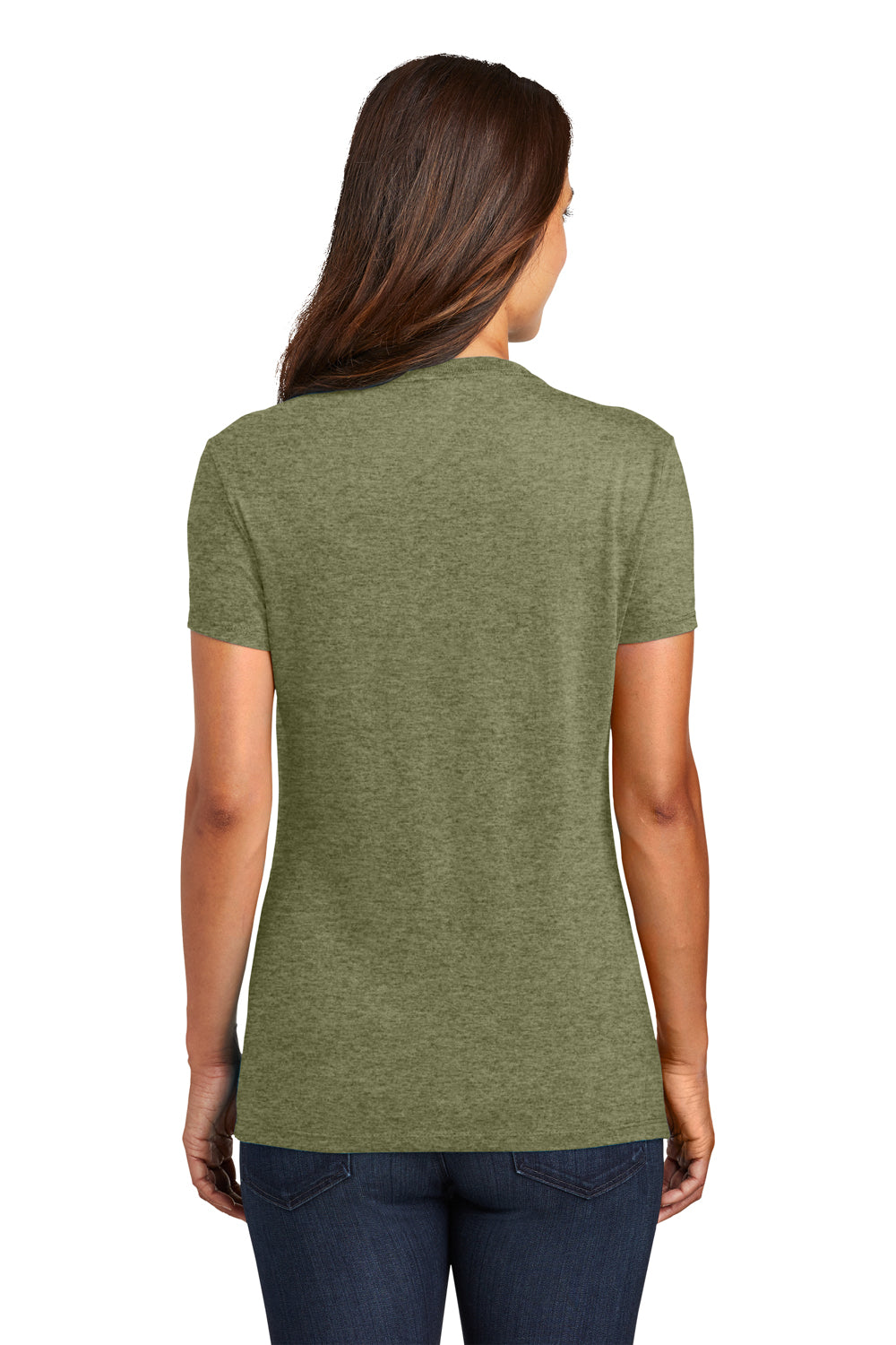 District DM130L Womens Perfect Tri Short Sleeve Crewneck T-Shirt Military Green Frost Model Back