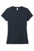 District DM130L Womens Perfect Tri Short Sleeve Crewneck T-Shirt New Navy Blue Flat Front