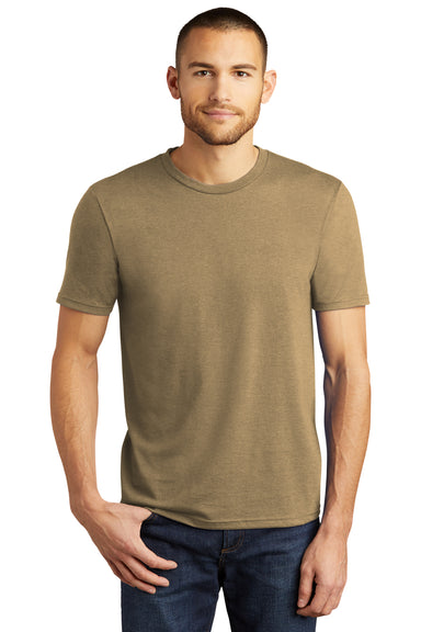 District DM130 Mens Perfect Tri Short Sleeve Crewneck T-Shirt Heather Coyote Brown Model Front