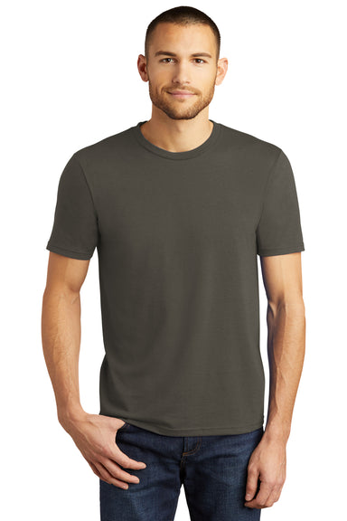 District DM130 Mens Perfect Tri Short Sleeve Crewneck T-Shirt Deepest Grey Model Front