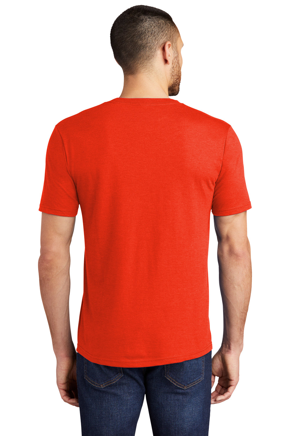 District DM130 Mens Perfect Tri Short Sleeve Crewneck T-Shirt Heather Deep Orange Model Back