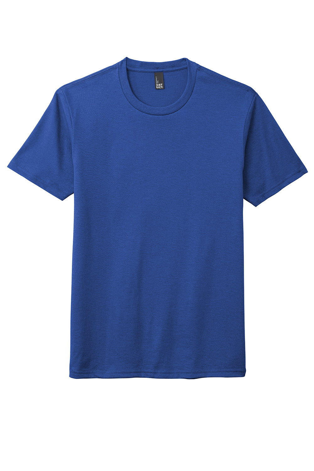 District DM130 Mens Perfect Tri Short Sleeve Crewneck T-Shirt Deep Royal Blue Flat Front