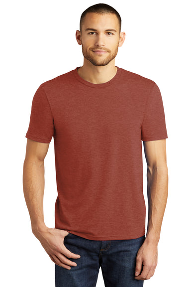 District DM130 Mens Perfect Tri Short Sleeve Crewneck T-Shirt Heather Russet Red Model Front