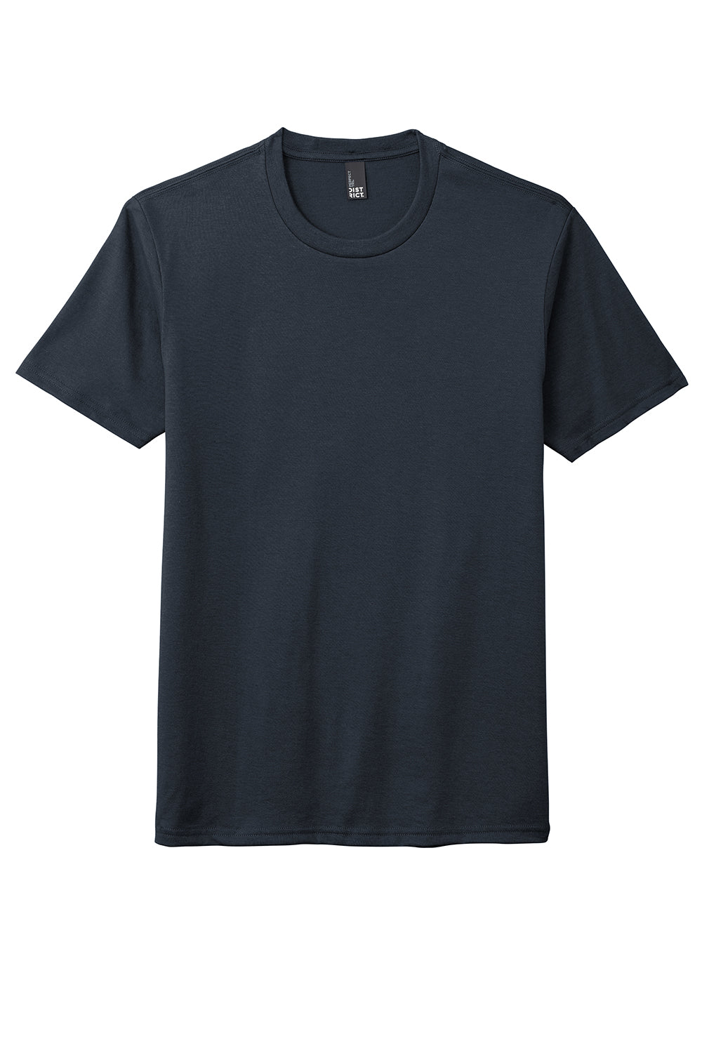 District DM130 Mens Perfect Tri Short Sleeve Crewneck T-Shirt New Navy Blue Flat Front