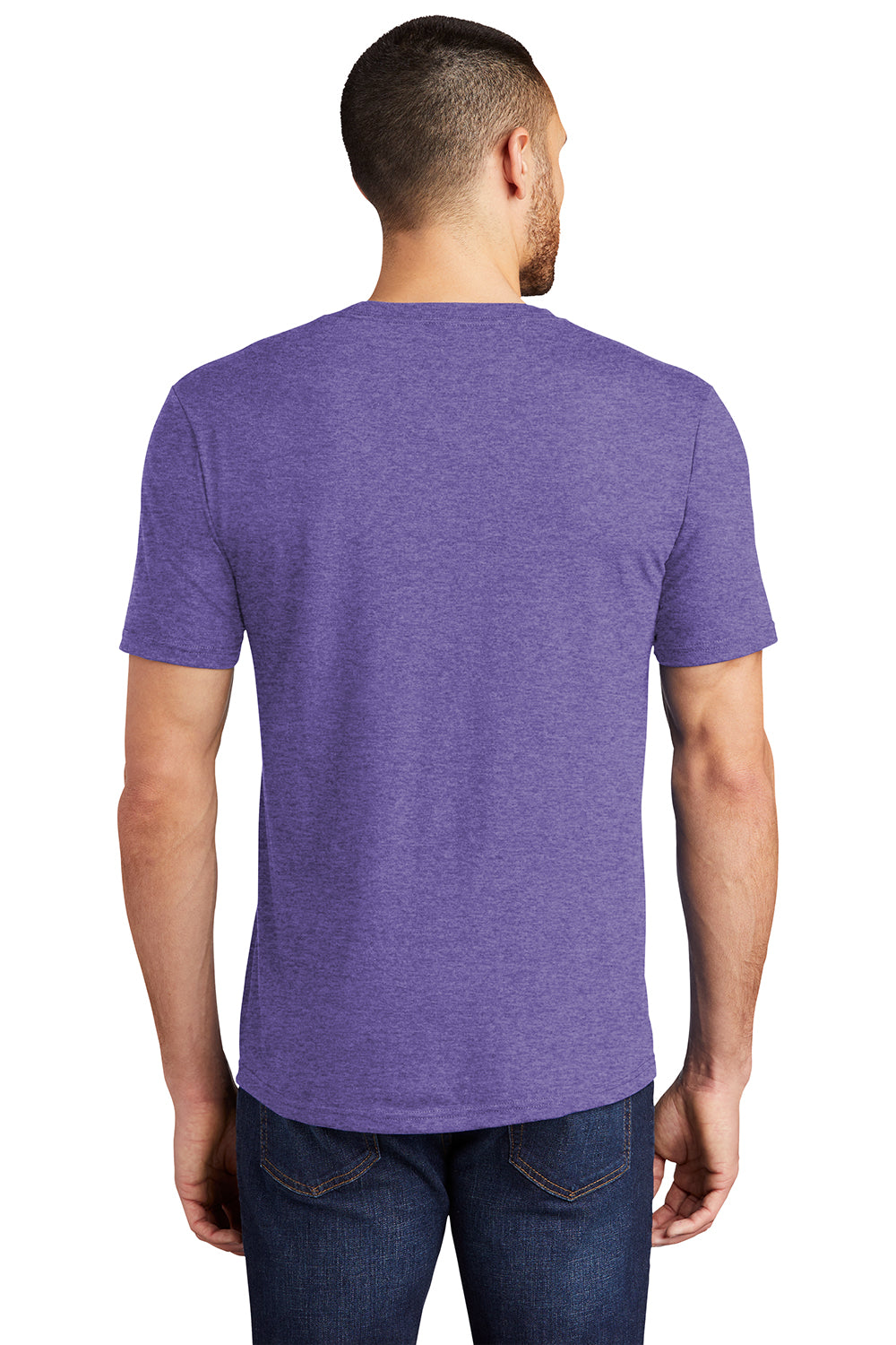 District DM130 Mens Perfect Tri Short Sleeve Crewneck T-Shirt Purple Frost Model Back