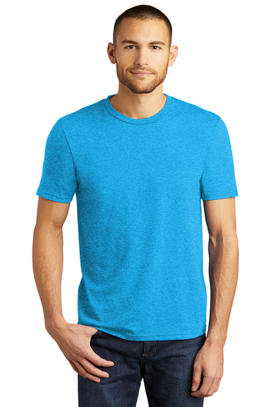 District DM130 Mens Perfect Tri Short Sleeve Crewneck T-Shirt Turquoise Blue Frost Model Front