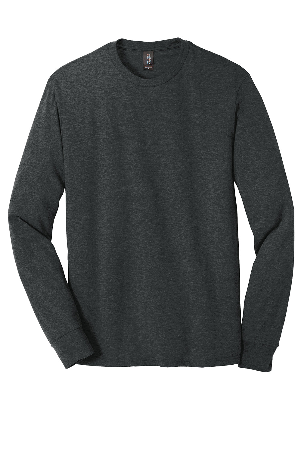 District DM132 Mens Perfect Tri Long Sleeve Crewneck T-Shirt Black Flat Front