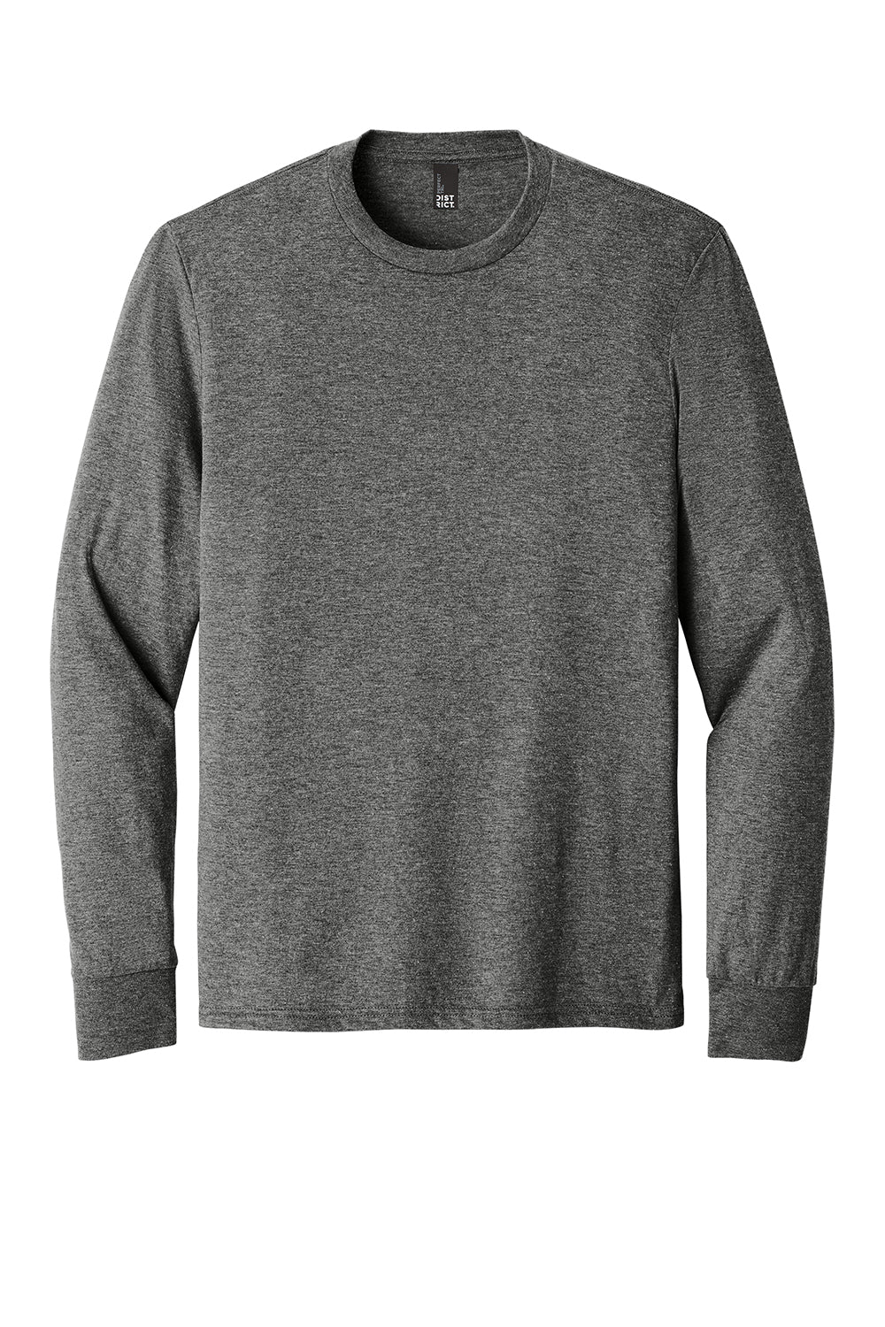 District DM132 Mens Perfect Tri Long Sleeve Crewneck T-Shirt Grey Frost Flat Front