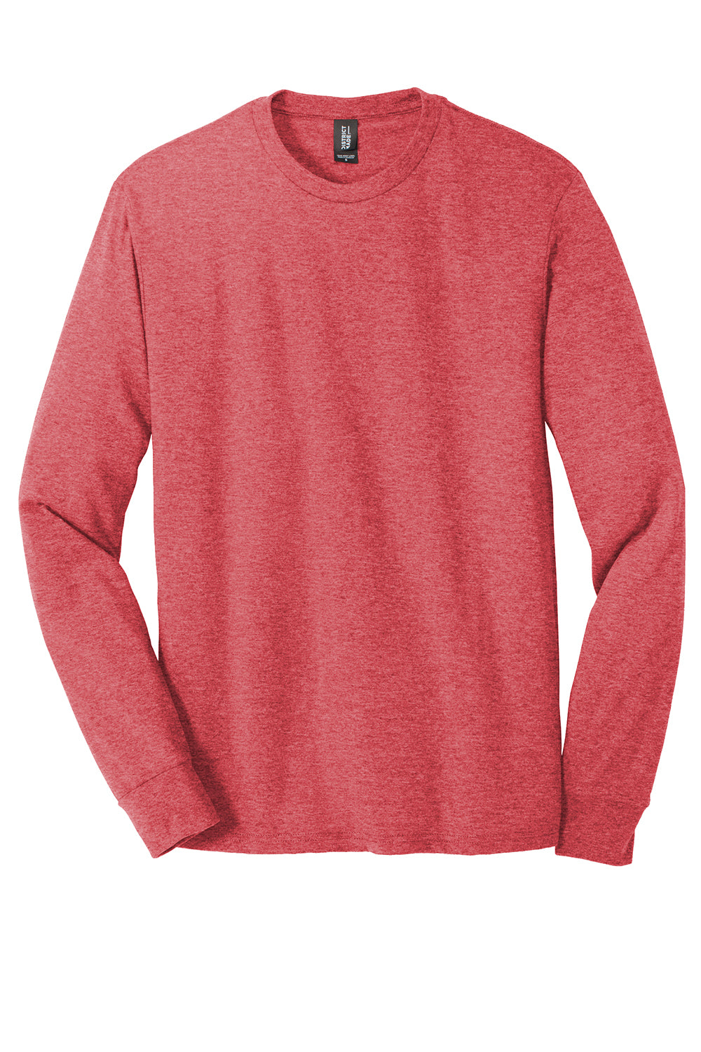 District DM132 Mens Perfect Tri Long Sleeve Crewneck T-Shirt Red Frost Flat Front