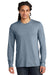 District DM132 Mens Perfect Tri Long Sleeve Crewneck T-Shirt Heather Flint Blue Model Front