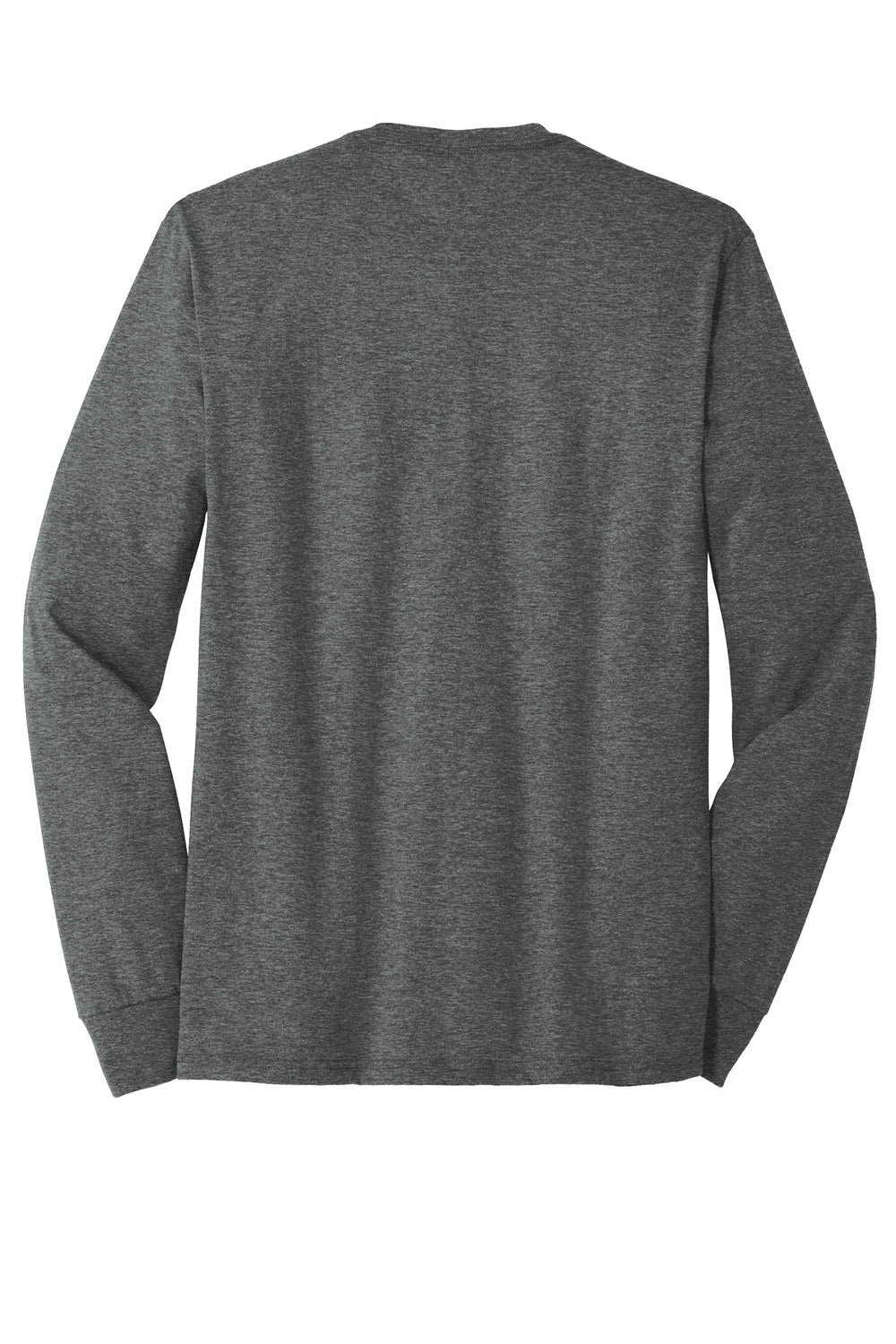 District DM132 Mens Perfect Tri Long Sleeve Crewneck T-Shirt Heather Charcoal Grey Flat Back