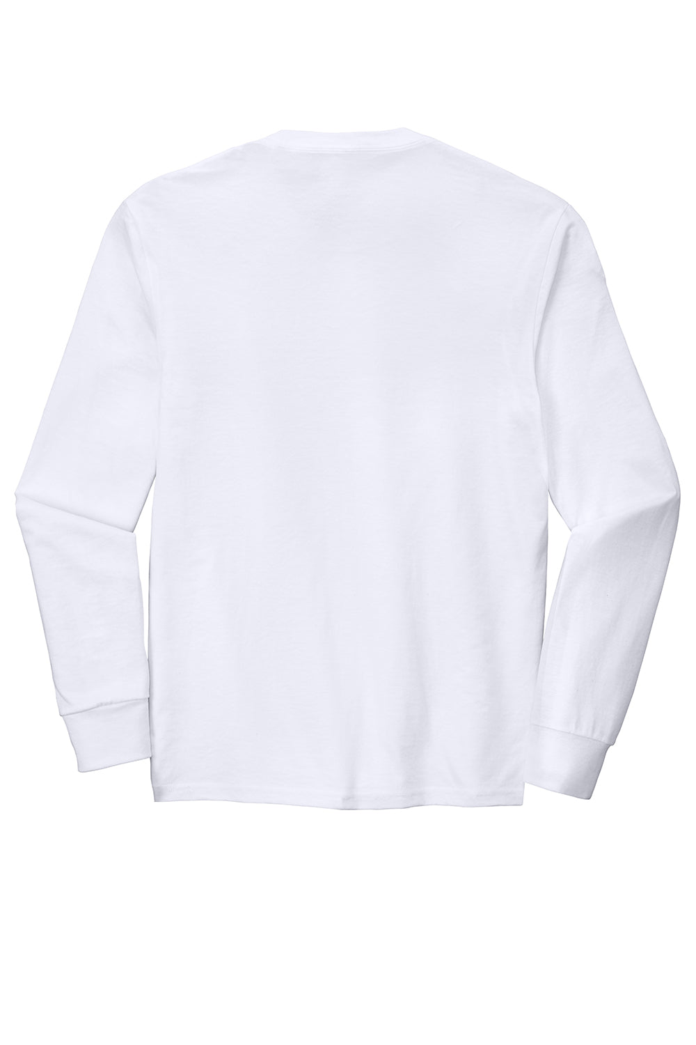 District DM132 Mens Perfect Tri Long Sleeve Crewneck T-Shirt White Flat Back