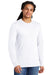 District DM132 Mens Perfect Tri Long Sleeve Crewneck T-Shirt White Model Front