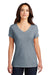 District DM1350L Womens Perfect Tri Short Sleeve V-Neck T-Shirt Heather Flint Blue Model Front