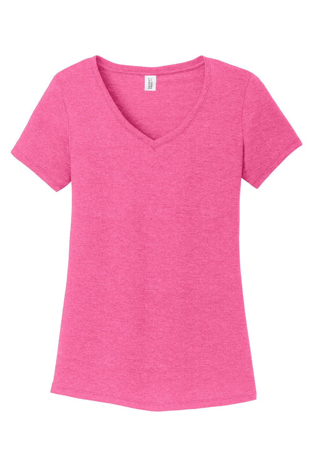 District DM1350L Womens Perfect Tri Short Sleeve V-Neck T-Shirt Fuchsia Pink Frost Flat Front