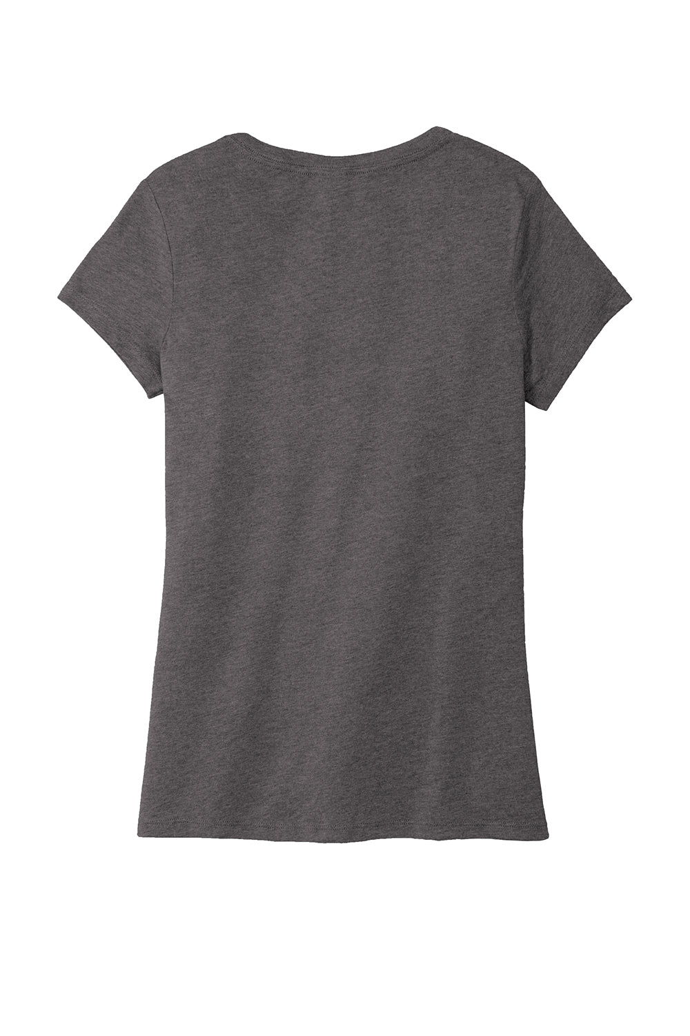 District DM1350L Womens Perfect Tri Short Sleeve V-Neck T-Shirt Heather Charcoal Grey Flat Back