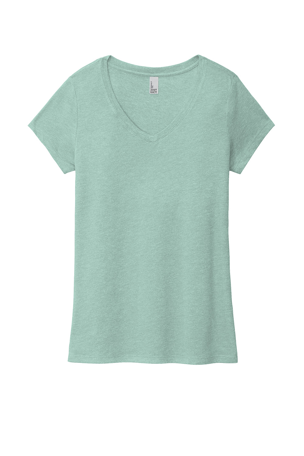 District DM1350L Womens Perfect Tri Short Sleeve V-Neck T-Shirt Heather Dusty Sage Flat Front