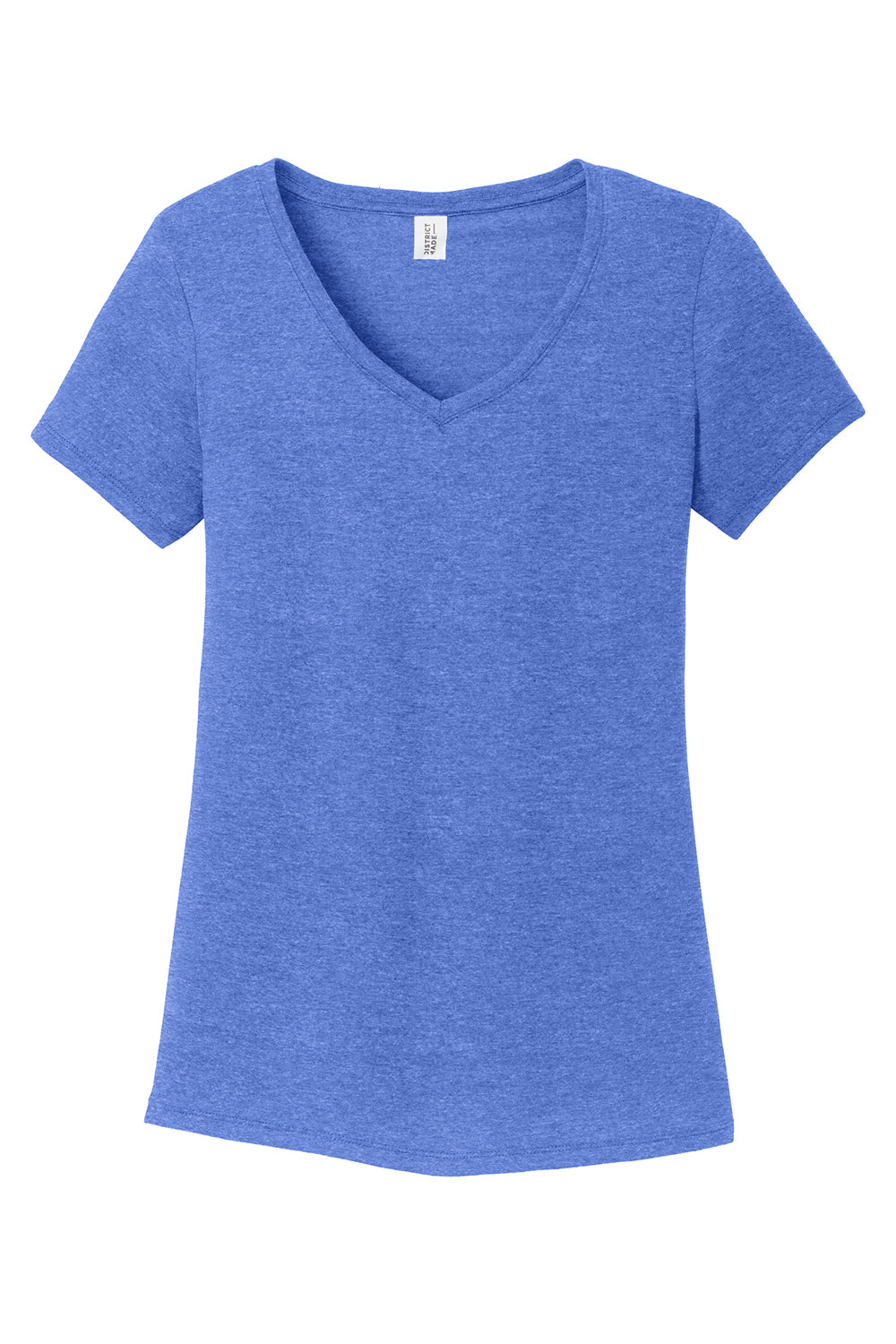 District DM1350L Womens Perfect Tri Short Sleeve V-Neck T-Shirt Royal Blue Frost Flat Front