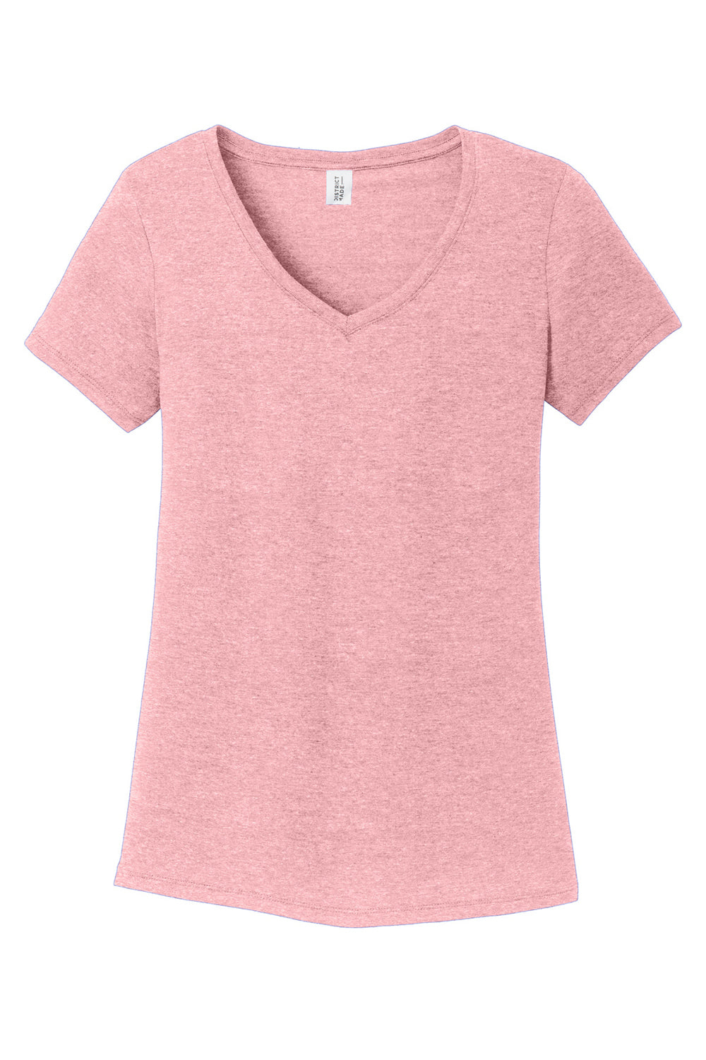 District DM1350L Womens Perfect Tri Short Sleeve V-Neck T-Shirt Heather Wisteria Pink Flat Front