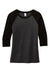 District DM136L Womens Perfect Tri 3/4 Sleeve Crewneck T-Shirt Black Frost/Black Flat Front