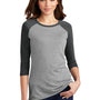 District Womens Perfect Tri 3/4 Sleeve Crewneck T-Shirt - Grey Frost/Black