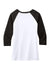 District DM136L Womens Perfect Tri 3/4 Sleeve Crewneck T-Shirt White/Black Flat Back