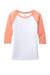 District DM136L Womens Perfect Tri 3/4 Sleeve Crewneck T-Shirt White/Heather Dusty Peach Flat Front