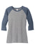 District DM136L Womens Perfect Tri 3/4 Sleeve Crewneck T-Shirt Grey Frost/Navy Blue Flat Front