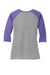 District DM136L Womens Perfect Tri 3/4 Sleeve Crewneck T-Shirt Grey Frost/Purple Flat Back