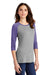 District DM136L Womens Perfect Tri 3/4 Sleeve Crewneck T-Shirt Grey Frost/Purple Model 3q