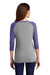 District DM136L Womens Perfect Tri 3/4 Sleeve Crewneck T-Shirt Grey Frost/Purple Model Back