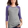 District Womens Perfect Tri 3/4 Sleeve Crewneck T-Shirt - Grey Frost/Purple