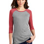 District Womens Perfect Tri 3/4 Sleeve Crewneck T-Shirt - Grey Frost/Red