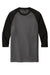 District DM136 Mens Perfect Tri 3/4 Sleeve Crewneck T-Shirt Black Frost/Black Flat Front